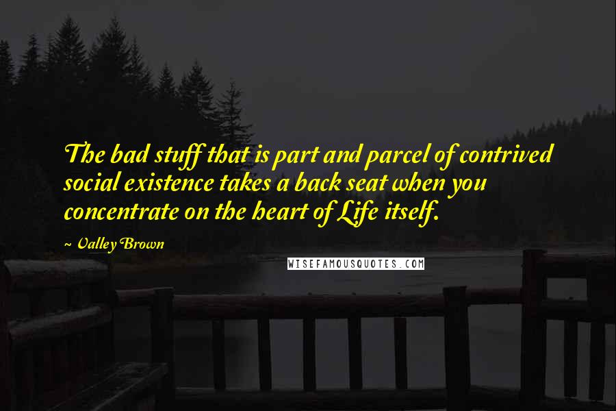 Valley Brown Quotes: The bad stuff that is part and parcel of contrived social existence takes a back seat when you concentrate on the heart of Life itself.