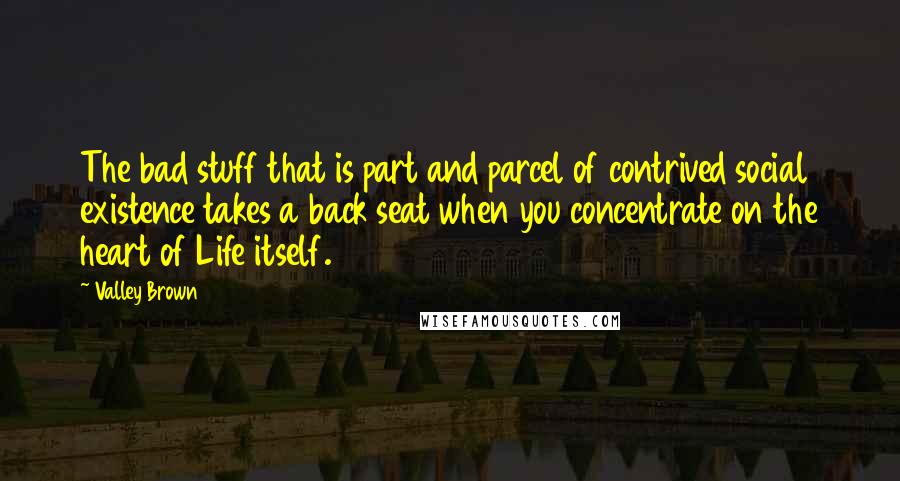 Valley Brown Quotes: The bad stuff that is part and parcel of contrived social existence takes a back seat when you concentrate on the heart of Life itself.