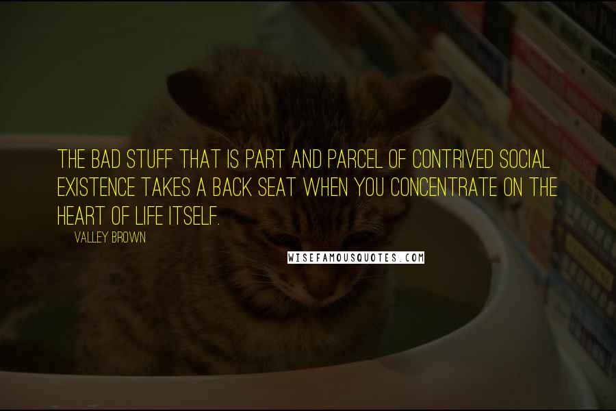 Valley Brown Quotes: The bad stuff that is part and parcel of contrived social existence takes a back seat when you concentrate on the heart of Life itself.