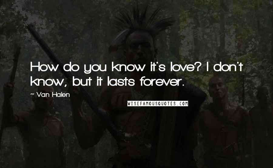 Van Halen Quotes: How do you know it's love? I don't know, but it lasts forever.