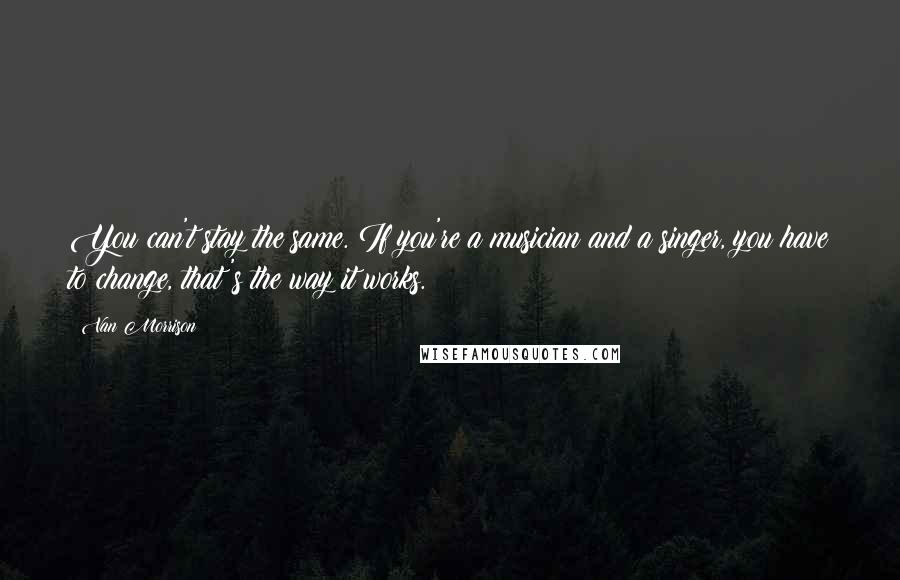 Van Morrison Quotes: You can't stay the same. If you're a musician and a singer, you have to change, that's the way it works.