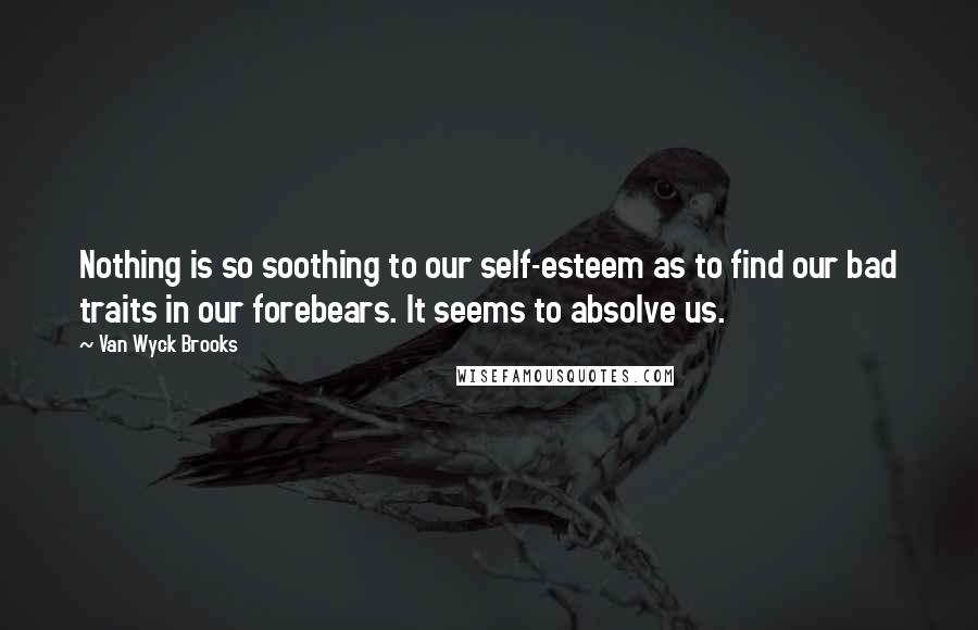 Van Wyck Brooks Quotes: Nothing is so soothing to our self-esteem as to find our bad traits in our forebears. It seems to absolve us.