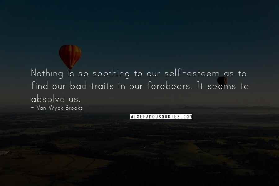 Van Wyck Brooks Quotes: Nothing is so soothing to our self-esteem as to find our bad traits in our forebears. It seems to absolve us.