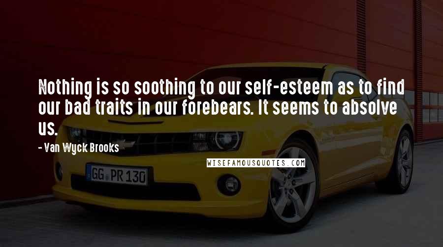 Van Wyck Brooks Quotes: Nothing is so soothing to our self-esteem as to find our bad traits in our forebears. It seems to absolve us.