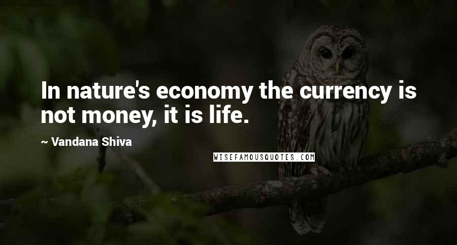 Vandana Shiva Quotes: In nature's economy the currency is not money, it is life.