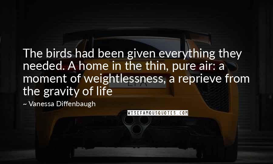 Vanessa Diffenbaugh Quotes: The birds had been given everything they needed. A home in the thin, pure air: a moment of weightlessness, a reprieve from the gravity of life