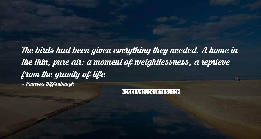 Vanessa Diffenbaugh Quotes: The birds had been given everything they needed. A home in the thin, pure air: a moment of weightlessness, a reprieve from the gravity of life
