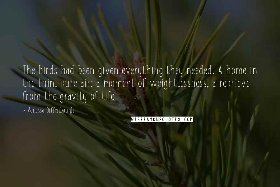 Vanessa Diffenbaugh Quotes: The birds had been given everything they needed. A home in the thin, pure air: a moment of weightlessness, a reprieve from the gravity of life