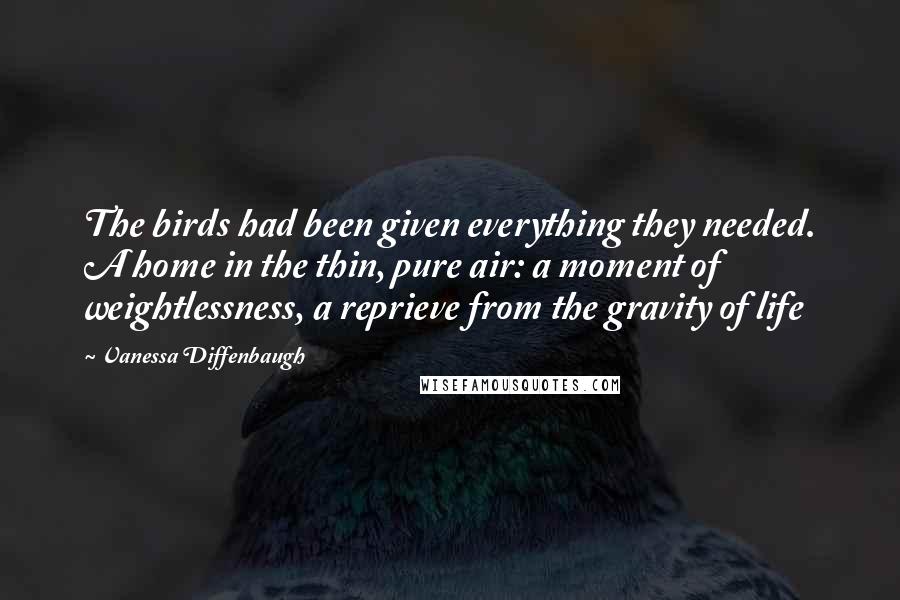 Vanessa Diffenbaugh Quotes: The birds had been given everything they needed. A home in the thin, pure air: a moment of weightlessness, a reprieve from the gravity of life