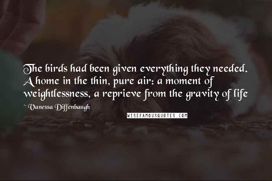 Vanessa Diffenbaugh Quotes: The birds had been given everything they needed. A home in the thin, pure air: a moment of weightlessness, a reprieve from the gravity of life