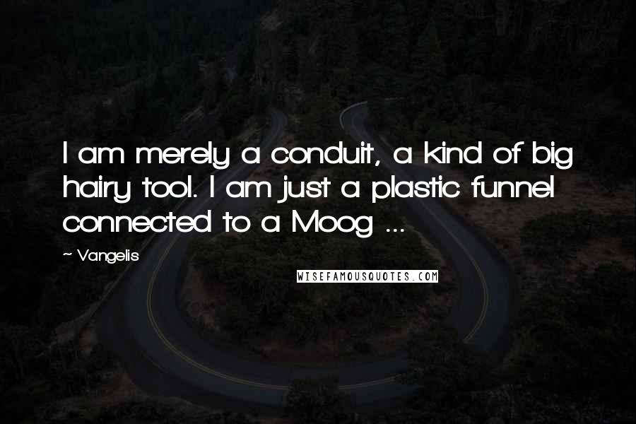 Vangelis Quotes: I am merely a conduit, a kind of big hairy tool. I am just a plastic funnel connected to a Moog ...