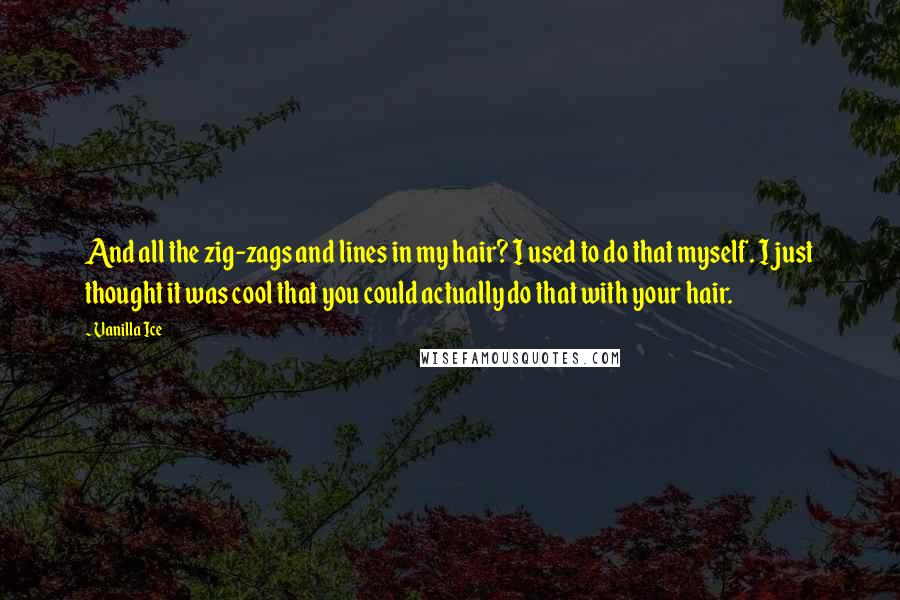 Vanilla Ice Quotes: And all the zig-zags and lines in my hair? I used to do that myself. I just thought it was cool that you could actually do that with your hair.