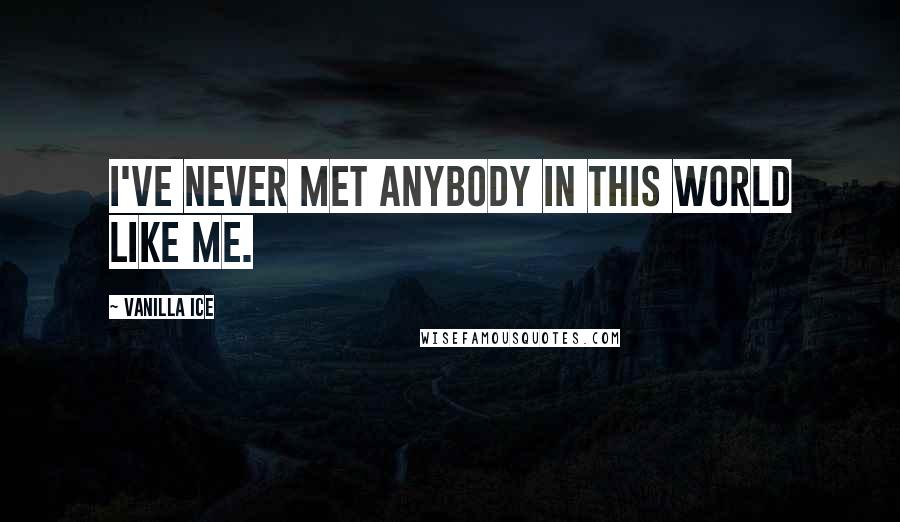 Vanilla Ice Quotes: I've never met anybody in this world like me.