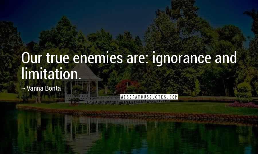 Vanna Bonta Quotes: Our true enemies are: ignorance and limitation.