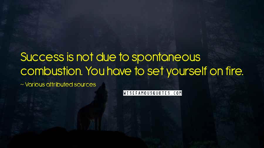 Various Attributed Sources Quotes: Success is not due to spontaneous combustion. You have to set yourself on fire.