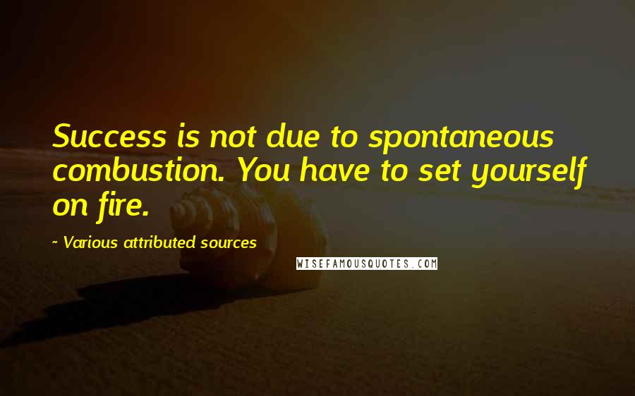 Various Attributed Sources Quotes: Success is not due to spontaneous combustion. You have to set yourself on fire.