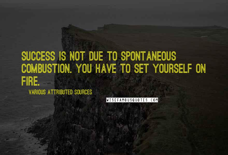 Various Attributed Sources Quotes: Success is not due to spontaneous combustion. You have to set yourself on fire.