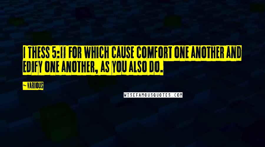 Various Quotes: 1 Thess 5:11 For which cause comfort one another and edify one another, as you also do.