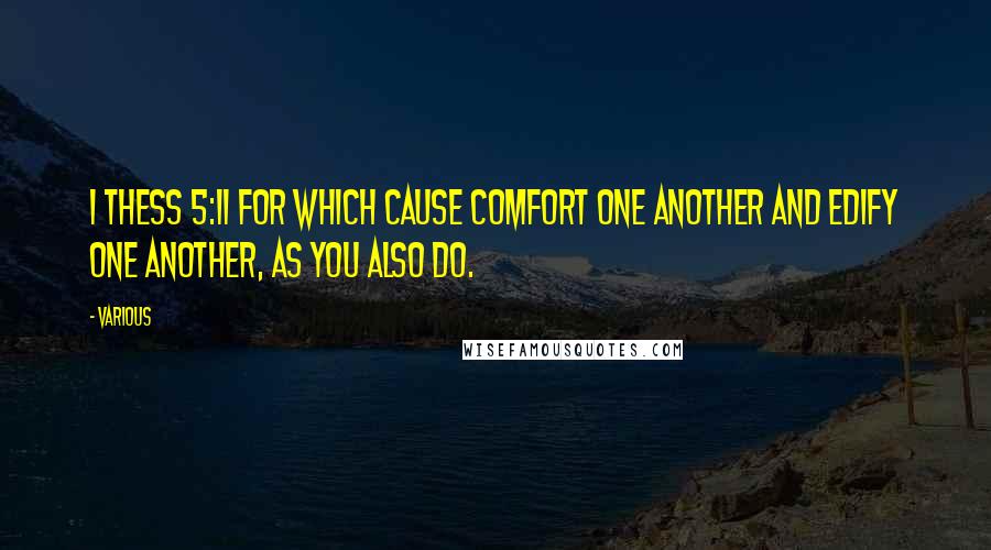 Various Quotes: 1 Thess 5:11 For which cause comfort one another and edify one another, as you also do.