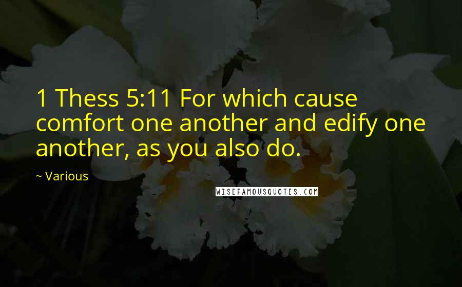 Various Quotes: 1 Thess 5:11 For which cause comfort one another and edify one another, as you also do.