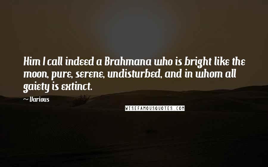 Various Quotes: Him I call indeed a Brahmana who is bright like the moon, pure, serene, undisturbed, and in whom all gaiety is extinct.