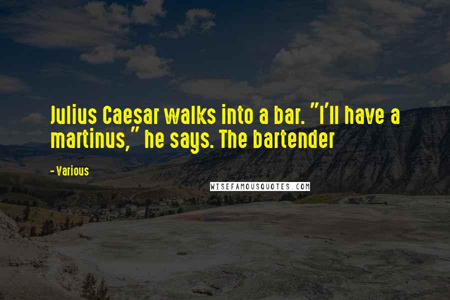 Various Quotes: Julius Caesar walks into a bar. "I'll have a martinus," he says. The bartender