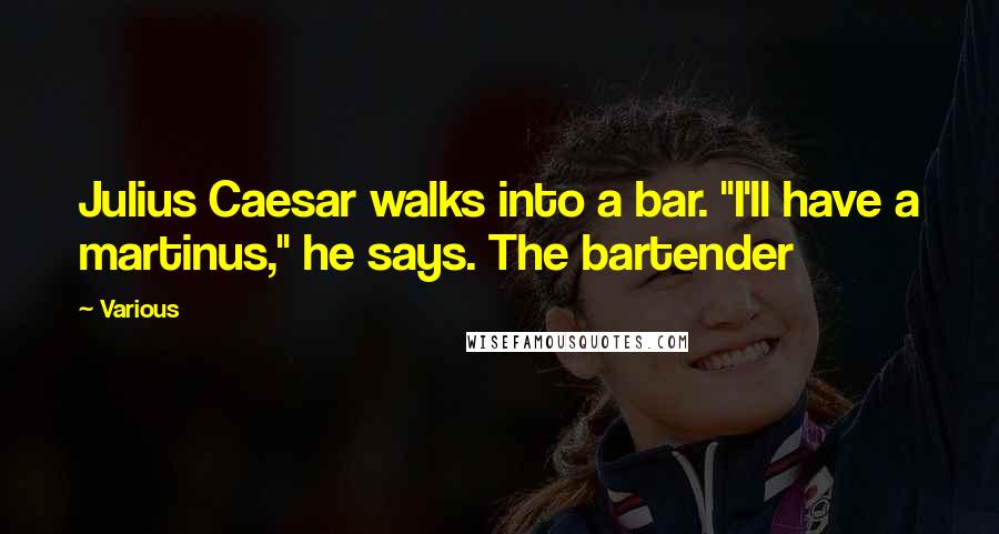 Various Quotes: Julius Caesar walks into a bar. "I'll have a martinus," he says. The bartender