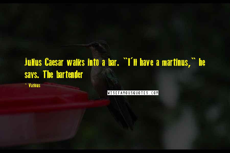 Various Quotes: Julius Caesar walks into a bar. "I'll have a martinus," he says. The bartender