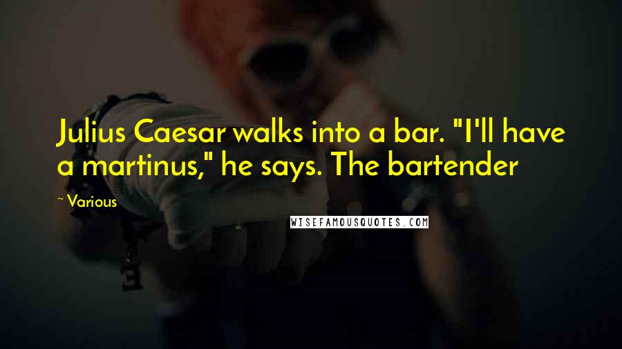 Various Quotes: Julius Caesar walks into a bar. "I'll have a martinus," he says. The bartender