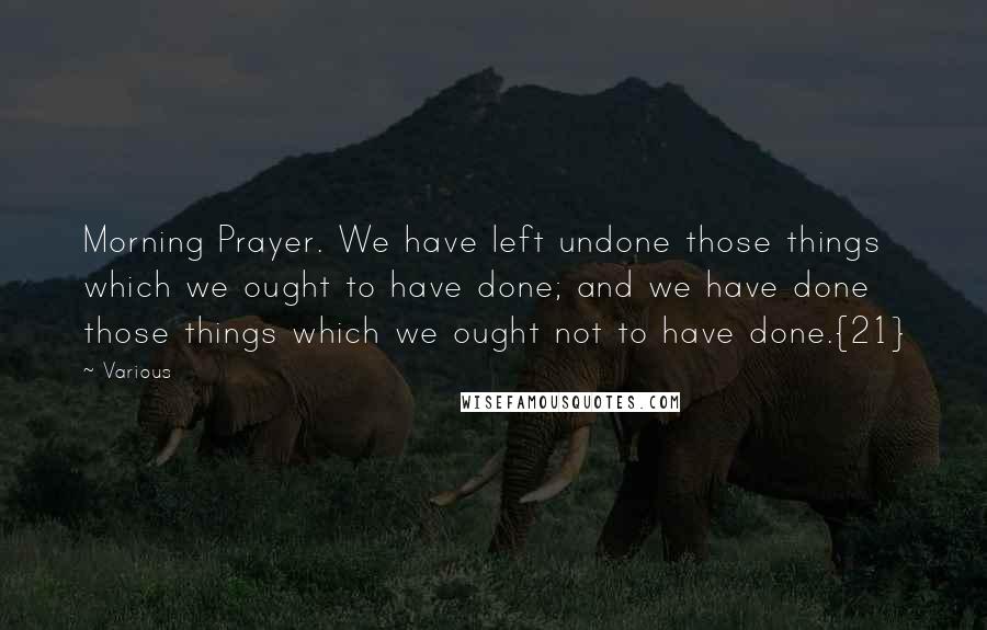 Various Quotes: Morning Prayer. We have left undone those things which we ought to have done; and we have done those things which we ought not to have done.{21}