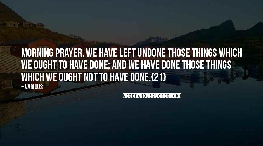 Various Quotes: Morning Prayer. We have left undone those things which we ought to have done; and we have done those things which we ought not to have done.{21}