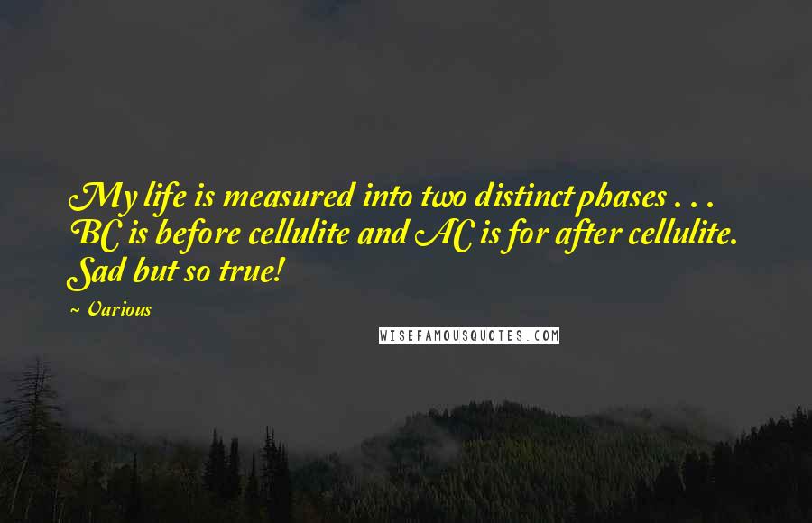 Various Quotes: My life is measured into two distinct phases . . . BC is before cellulite and AC is for after cellulite. Sad but so true!