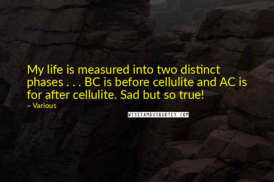 Various Quotes: My life is measured into two distinct phases . . . BC is before cellulite and AC is for after cellulite. Sad but so true!