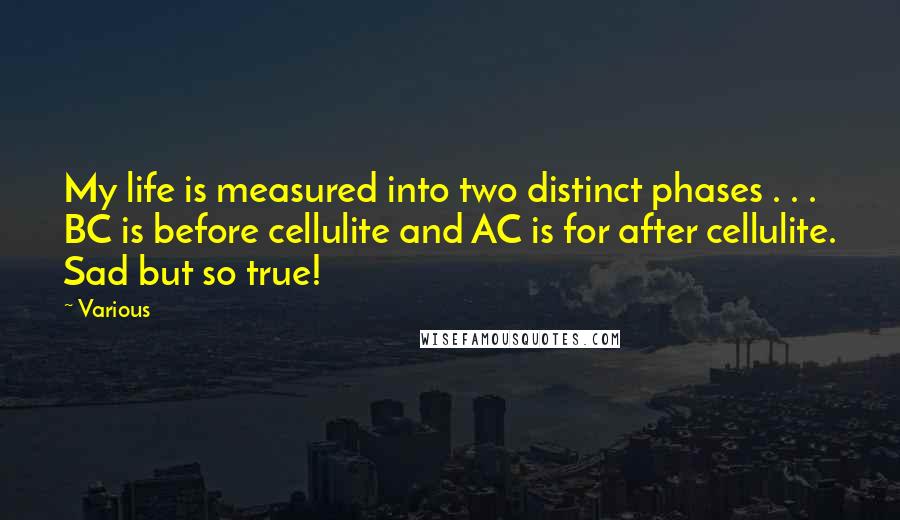 Various Quotes: My life is measured into two distinct phases . . . BC is before cellulite and AC is for after cellulite. Sad but so true!