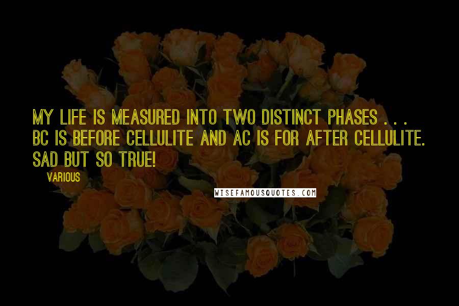 Various Quotes: My life is measured into two distinct phases . . . BC is before cellulite and AC is for after cellulite. Sad but so true!