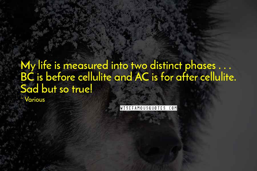 Various Quotes: My life is measured into two distinct phases . . . BC is before cellulite and AC is for after cellulite. Sad but so true!