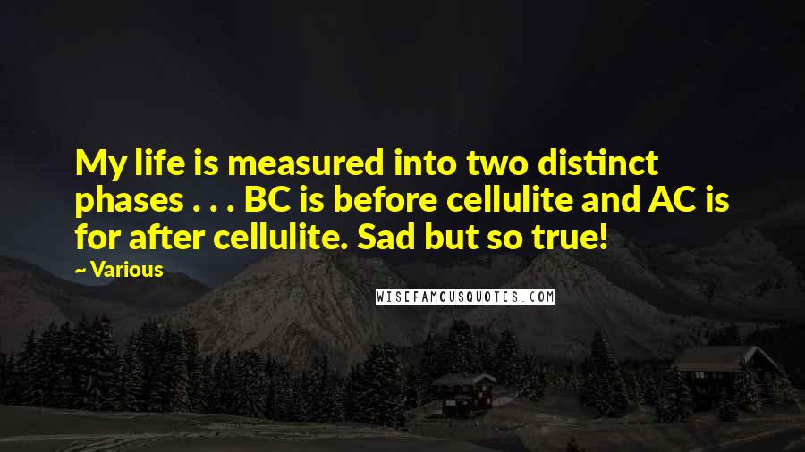 Various Quotes: My life is measured into two distinct phases . . . BC is before cellulite and AC is for after cellulite. Sad but so true!