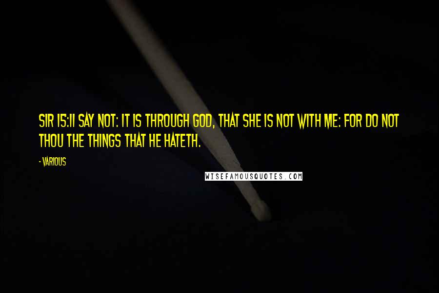 Various Quotes: Sir 15:11 Say not: It is through God, that she is not with me: for do not thou the things that he hateth.