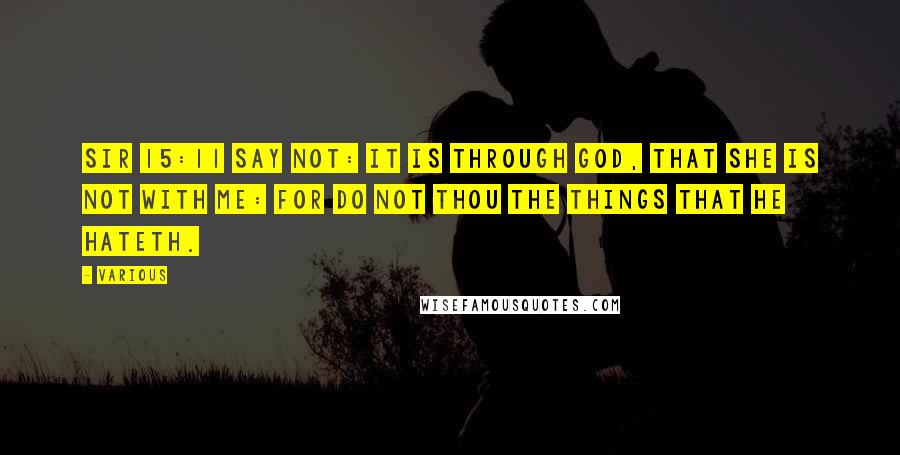 Various Quotes: Sir 15:11 Say not: It is through God, that she is not with me: for do not thou the things that he hateth.