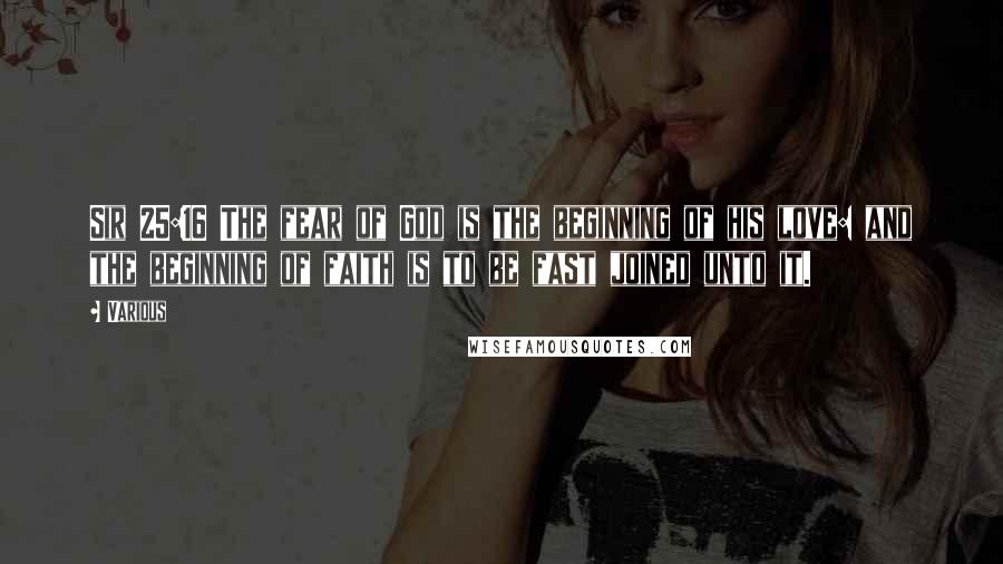 Various Quotes: Sir 25:16 The fear of God is the beginning of his love: and the beginning of faith is to be fast joined unto it.