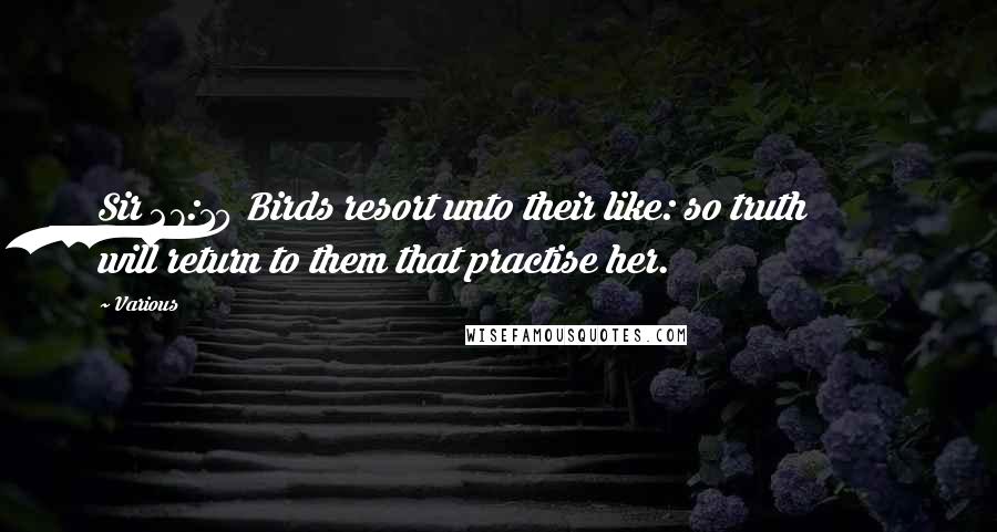 Various Quotes: Sir 27:10 Birds resort unto their like: so truth will return to them that practise her.