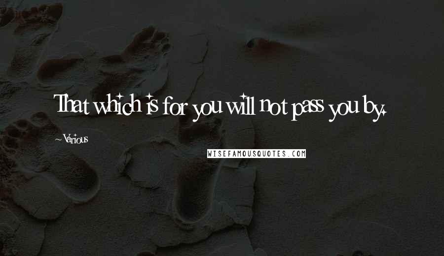 Various Quotes: That which is for you will not pass you by.