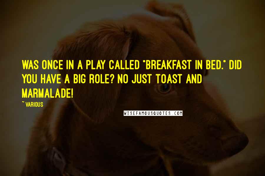 Various Quotes: was once in a play called "Breakfast in Bed." Did you have a big role? No just toast and marmalade!