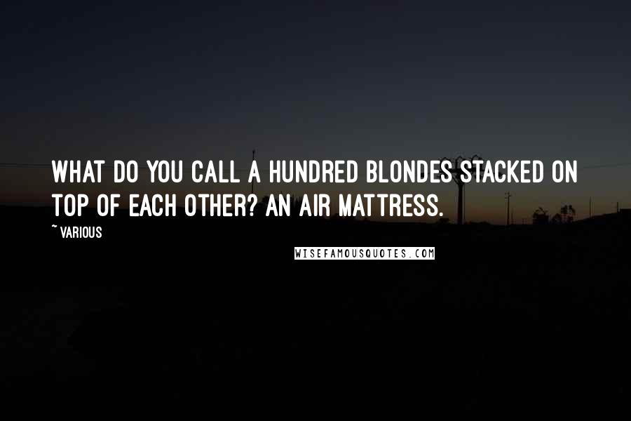 Various Quotes: What do you call a hundred blondes stacked on top of each other? An air mattress.