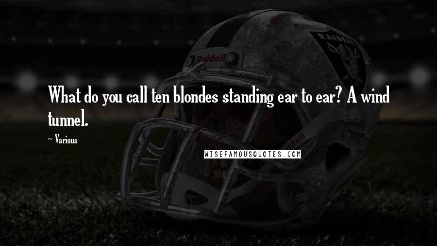 Various Quotes: What do you call ten blondes standing ear to ear? A wind tunnel.