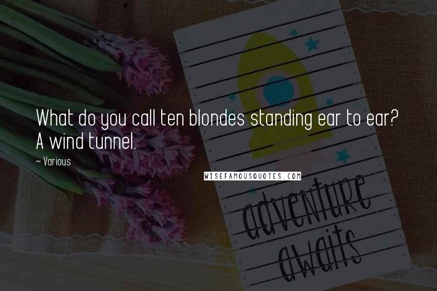 Various Quotes: What do you call ten blondes standing ear to ear? A wind tunnel.