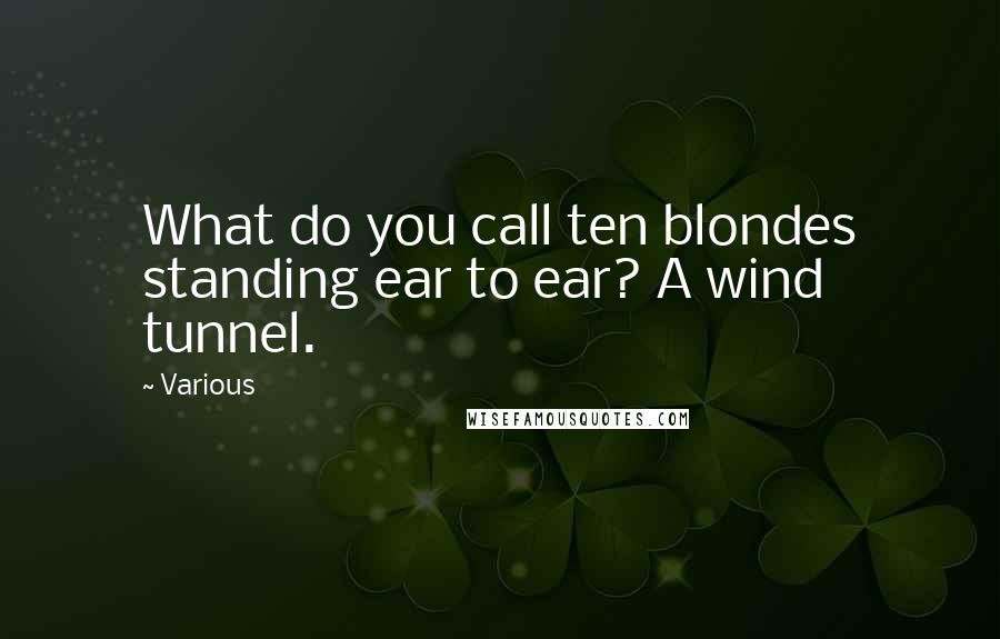 Various Quotes: What do you call ten blondes standing ear to ear? A wind tunnel.