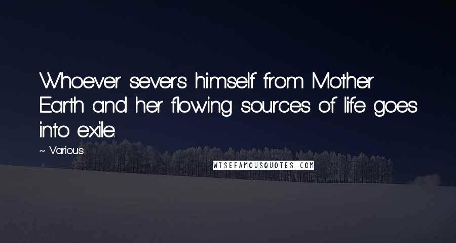 Various Quotes: Whoever severs himself from Mother Earth and her flowing sources of life goes into exile.