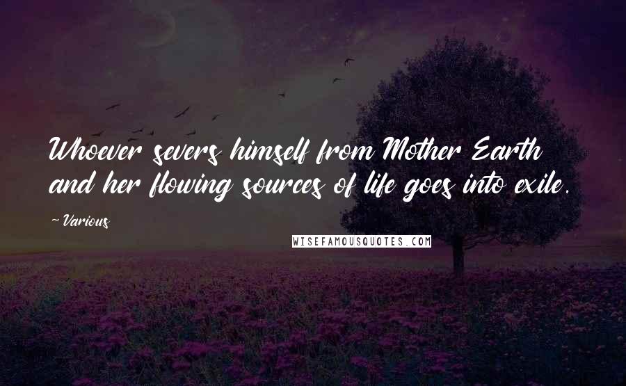 Various Quotes: Whoever severs himself from Mother Earth and her flowing sources of life goes into exile.