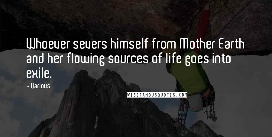 Various Quotes: Whoever severs himself from Mother Earth and her flowing sources of life goes into exile.
